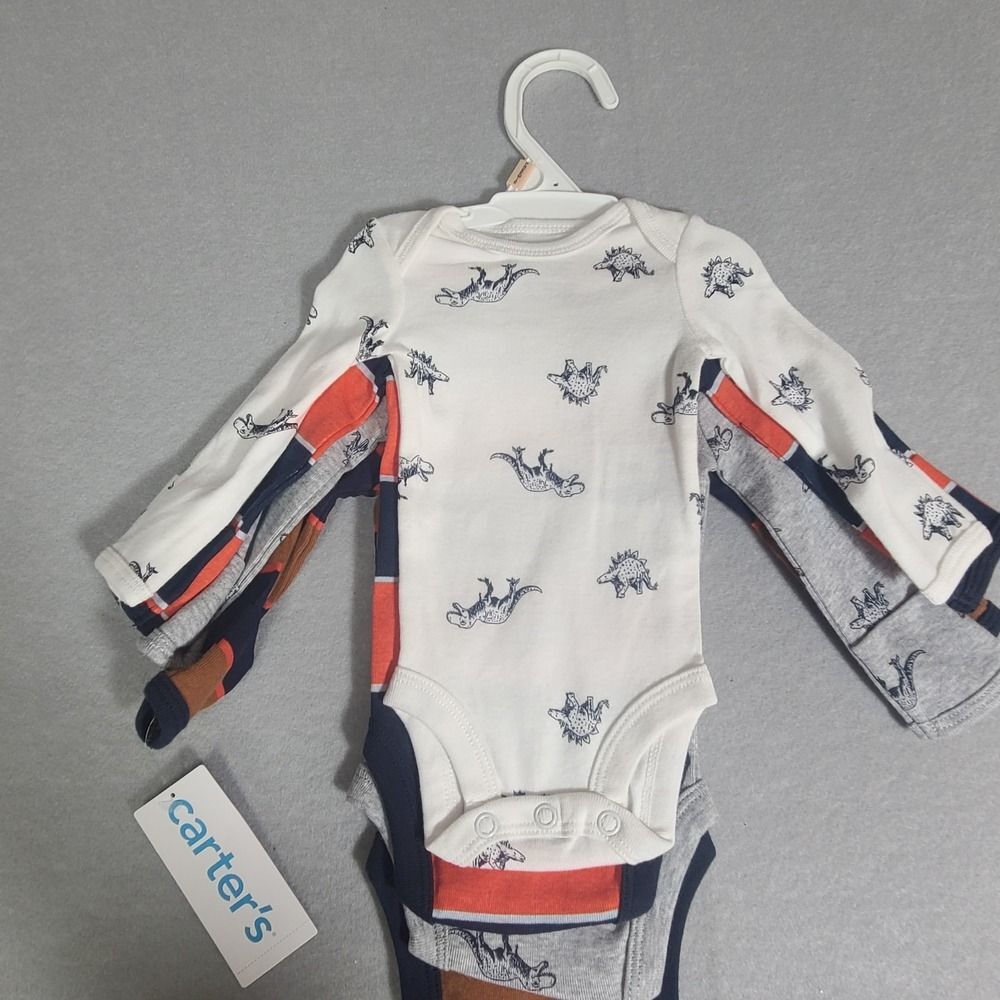 New Carter's 4 Pack Boys Preemie Bodysuits Tops Stripes Dinosaurs